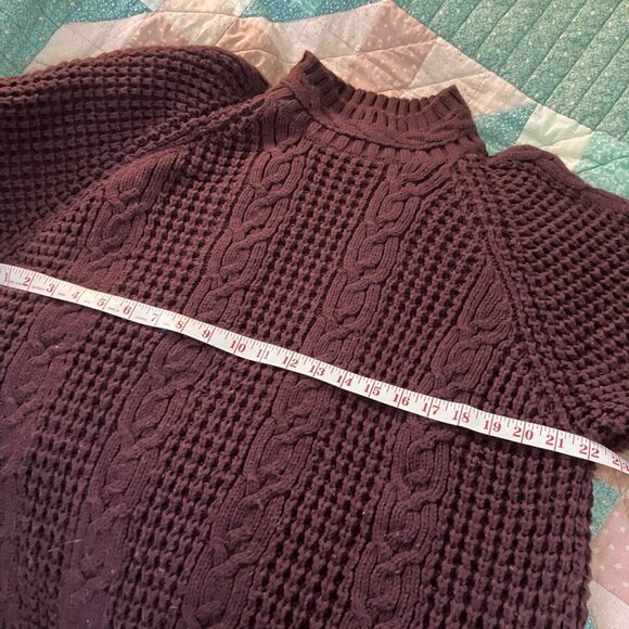 Vintage Jeans Works Cable Knit Sweater Womens L Maroon Cable Knit Fisherman - Picture 6 of 8